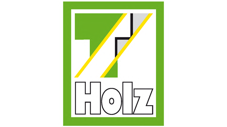 Thalhofer Holzzentren Logo, grün umrahmtes T mit dem Schriftzug Holz darunter